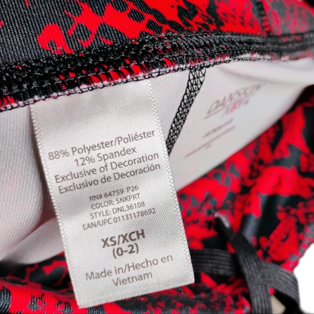 Red and Black Floral Leggings with Wide Waistband - Picture 5 of 5
